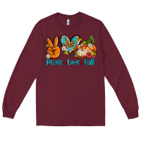 Burgundy peace love fall ado Long Sleeve Tee - AdoDesignShop