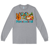 Heather Grey peace love fall ado Long Sleeve Tee - AdoDesignShop