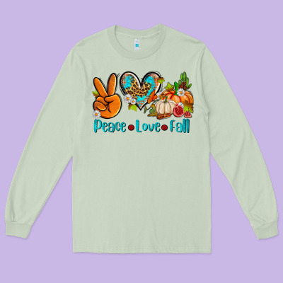 Peace Love Fall Ado Long Sleeve Tee Designed By Adodesignshop