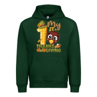 Forest Green My 1st Thanksgiving with turkey Urban Hoodie - NancyCooperArtShop