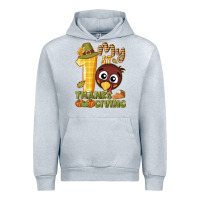 Heather Grey My 1st Thanksgiving with turkey Urban Hoodie - NancyCooperArtShop