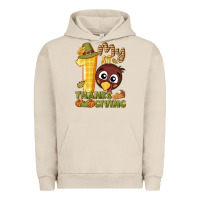 Pigment French Oak My 1st Thanksgiving with turkey Urban Hoodie - NancyCooperArtShop