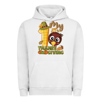Pigment Lunar Rock My 1st Thanksgiving with turkey Urban Hoodie - NancyCooperArtShop