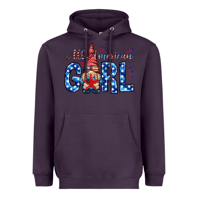 All American Girl With Gnome Heavyweight Hoodie by NancyCooperArtShop | Teevron