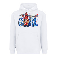 White all american girl with gnome Heavyweight Hoodie - NancyCooperArtShop