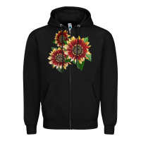 Black Florenza Sunflower Zipper Hoodie - LillyAllenDesigns