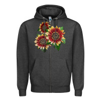 Charcoal Heather Florenza Sunflower Zipper Hoodie - LillyAllenDesigns