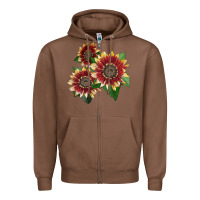 Chestnut Florenza Sunflower Zipper Hoodie - LillyAllenDesigns