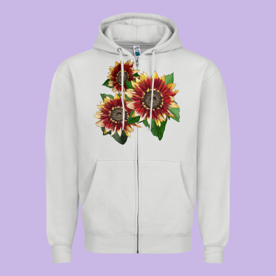 Florenza Sunflower Zipper Hoodie Designed By Lillyallendesigns