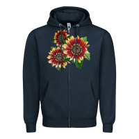 Navy Florenza Sunflower Zipper Hoodie - LillyAllenDesigns