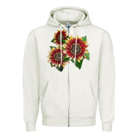 Oatmeal Heather Florenza Sunflower Zipper Hoodie - LillyAllenDesigns