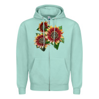 Seafoam Florenza Sunflower Zipper Hoodie - LillyAllenDesigns