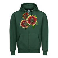 Sports Green Florenza Sunflower Zipper Hoodie - LillyAllenDesigns