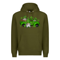 Army Green st patrick's gnomes farm truck Premium Hoodie - Jasminsmagicworld