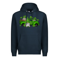 Navy st patrick's gnomes farm truck Premium Hoodie - Jasminsmagicworld