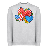 Heather Grey usa flag hearts with sunflower Heavyweight Sweatshirt - HRA Design Shop