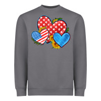 Usa Flag Hearts With Sunflower Heavyweight Sweatshirt | Teevron