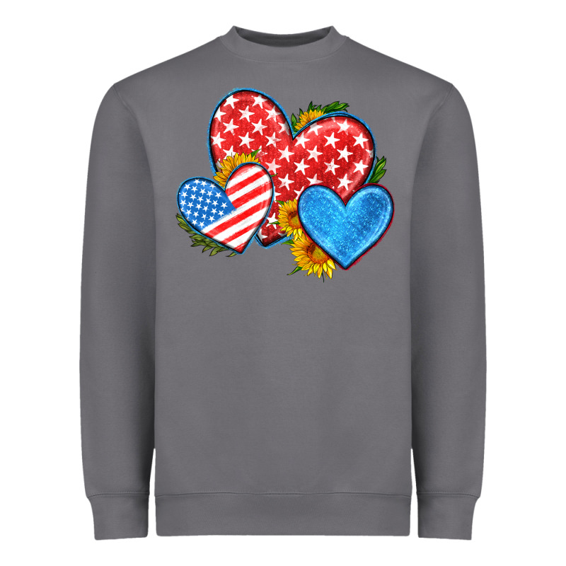Usa Flag Hearts With Sunflower Heavyweight Sweatshirt by HRA Design Shop | Teevron