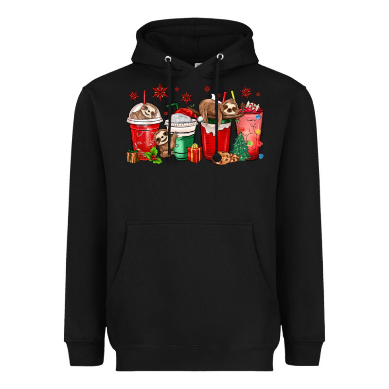 Christmas Sloth Coffee Cups Heavyweight Hoodie by MaliasSmallBusiness | Teevron