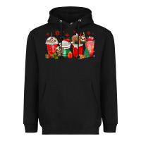 Black christmas sloth coffee cups Heavyweight Hoodie - MaliasSmallBusiness