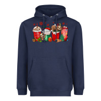 Navy christmas sloth coffee cups Heavyweight Hoodie - MaliasSmallBusiness