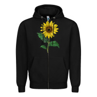 Black Sunray yellow sunflower Zipper Hoodie - LillyAllenDesigns