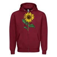Burgundy Sunray yellow sunflower Zipper Hoodie - LillyAllenDesigns