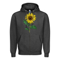 Charcoal Heather Sunray yellow sunflower Zipper Hoodie - LillyAllenDesigns