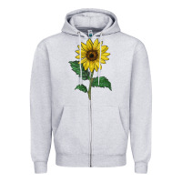 Heather Grey Sunray yellow sunflower Zipper Hoodie - LillyAllenDesigns