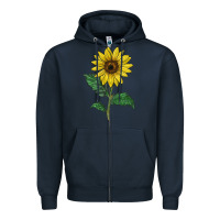 Navy Sunray yellow sunflower Zipper Hoodie - LillyAllenDesigns
