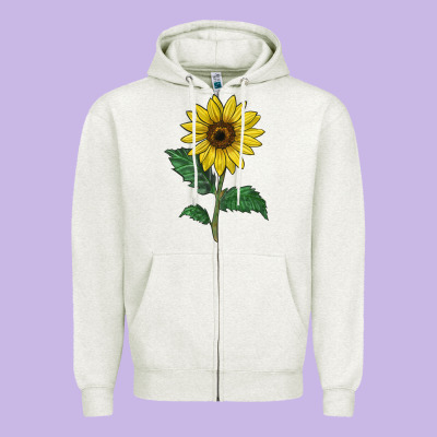 Sunray Yellow Sunflower Zipper Hoodie Designed By Lillyallendesigns