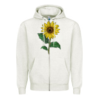 Oatmeal Heather Sunray yellow sunflower Zipper Hoodie - LillyAllenDesigns