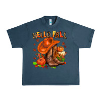 Midnight Navy hello fall pumpkins  cowgirl  and roses Urban Heavy Tee - AdoDesignShop