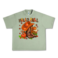 Oil Green hello fall pumpkins  cowgirl  and roses Urban Heavy Tee - AdoDesignShop