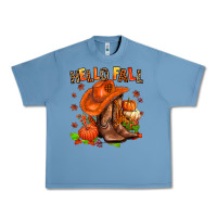 Pebble Blue hello fall pumpkins  cowgirl  and roses Urban Heavy Tee - AdoDesignShop