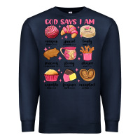 Navy god says i am mexican pan dulce Premium Sweatshirt - MaliasSmallBusiness