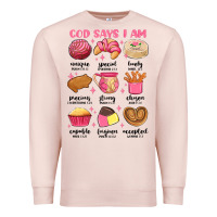 Pale Pink god says i am mexican pan dulce Premium Sweatshirt - MaliasSmallBusiness