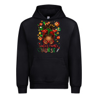 Black santa's favorite nurse afro messy bun Urban Hoodie - texasbilliewilder