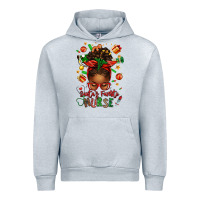 Heather Grey santa's favorite nurse afro messy bun Urban Hoodie - texasbilliewilder