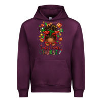 Mauve Wine santa's favorite nurse afro messy bun Urban Hoodie - texasbilliewilder