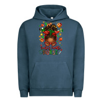 Pigment Midnight Navy santa's favorite nurse afro messy bun Urban Hoodie - texasbilliewilder