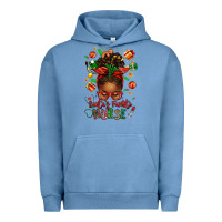 Pigment Pebble Blue santa's favorite nurse afro messy bun Urban Hoodie - texasbilliewilder