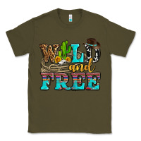 Army Green wild and free with cactus Classic Tee - AdoDesignShop