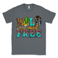 Charcoal Heather wild and free with cactus Classic Tee - AdoDesignShop