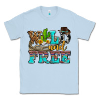 Dusty Blue wild and free with cactus Classic Tee - AdoDesignShop