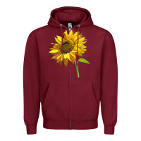 Burgundy sunflower Zipper Hoodie - LillyAllenDesigns