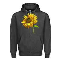 Charcoal Heather sunflower Zipper Hoodie - LillyAllenDesigns