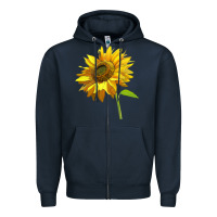 Navy sunflower Zipper Hoodie - LillyAllenDesigns
