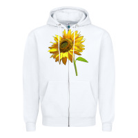 White sunflower Zipper Hoodie - LillyAllenDesigns