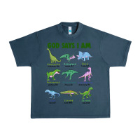 Midnight Navy god says i am dinosaurs Urban Heavy Tee - JahusDesignShop